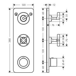 Hansgrohe AXOR Citterio E Thermostatmodul 380x120mm, UP, DN 20, für 2 Verbraucher, ... HANSGROHE-36703820 4011097905631 (Abb. 1)