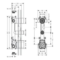 Hansgrohe Thermostatmodul Unterputz AXOR Citterio E, DN 20, 59l/min, 2 Verbraucher... HANSGROHE-36701180 4011097755588 (Abb. 1)