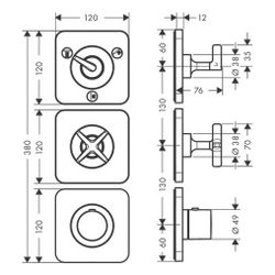 Hansgrohe AXOR Citterio E Thermostatmodul 380x120mm, UP, DN 20, für 3 Verbraucher, ... HANSGROHE-36704800 4011097905808 (Abb. 1)