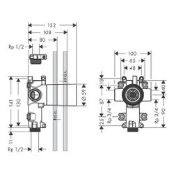 Hansgrohe Ab- und Umstellventil AXOR Citterio E, DN 20, Rp 3/4"... HANSGROHE-36770180 4011097755465 (Abb. 1)