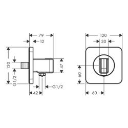 Hansgrohe AXOR Citterio E Portereinheit 120x120mm, softsquare, G 1/2", Mattschwarz... HANSGROHE-36724670 4059625427095 (Abb. 1)