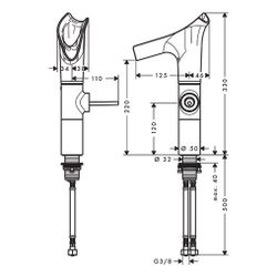 Hansgrohe AXOR Starck V Einhebel-Waschtischmischer 220mm, 4l/min, Glasauslauf für A... HANSGROHE-12114300 4011097871295 (Abb. 1)