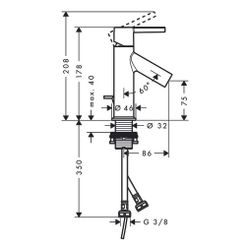 Hansgrohe AXOR Starck Einhebel-Waschtischmischer 80mm, 5l/min, Hebel-Grifffür HWB, ... HANSGROHE-10102820 4011097852775 (Abb. 1)
