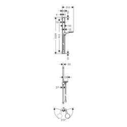 Hansgrohe AXOR Citterio E Brauseset 90cm, Handbrause 120 3jet, 15l/min, Edelstahl O... HANSGROHE-36735800 4011097821207 (Abb. 1)