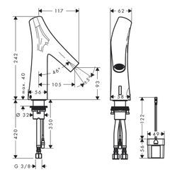 Hansgrohe AXOR Starck Organic Elektronik-Waschtischmischer, 5l/min, Temperaturvorei... HANSGROHE-12172310 4011097871967 (Abb. 1)