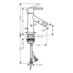 Hansgrohe AXOR Starck Einhebel-Bidetmischer, 7,5l/min, Hebelgriff, Zugstangen-Ablau... HANSGROHE-10214250 4011097855127 (Abb. 1)