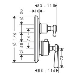 Hansgrohe AXOR Montreux Thermostat Unterputz, 29l/min, Hebelgriff, Ab- und Umstellv... HANSGROHE-16821330 4011097884134 (Abb. 1)