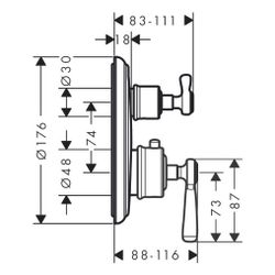 Hansgrohe AXOR Montreux Thermostat Unterputz, 25l/min, Hebelgriff, Absperrventil, P... HANSGROHE-16801300 4011097883656 (Abb. 1)