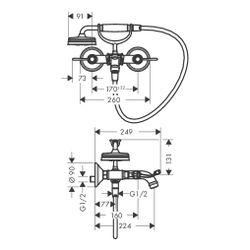 Hansgrohe AXOR Montreux 2-Griff Wannenarmatur Aufputz, 20l/min, Hebelgriff, Brushed... HANSGROHE-16551820 4011097808413 (Abb. 1)