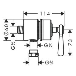 Hansgrohe AXOR Montreux Wandanschluss Stop, Rückflussverhinderer, Absperrventil, He... HANSGROHE-16883340 4011097885018 (Abb. 1)