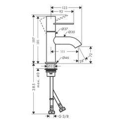 Hansgrohe AXOR Uno Einhebel-Waschtischmischer 70mm, 5l/min, Bügelgriff, Ablaufgarni... HANSGROHE-38021000 4011097823522 (Abb. 1)