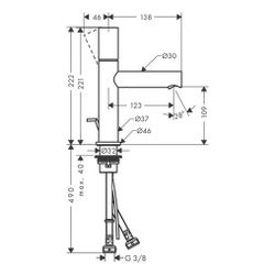Hansgrohe AXOR Uno Einhebel-Waschtischmischer 110mm, 5l/min, Zerogriff, Zugstangen-... HANSGROHE-45001000 4011097816760 (Abb. 1)