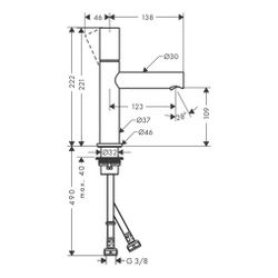 Hansgrohe AXOR Uno Einhebel-Waschtischmischer 110mm, 5l/min, Zerogriff, Ablaufgarni... HANSGROHE-45002800 4059625013724 (Abb. 1)