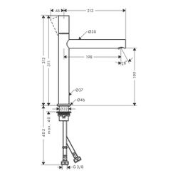 Hansgrohe AXOR Uno Einhebel-Waschtischmischer 200mm, 5l/min, Zerogriff für AWT, Abl... HANSGROHE-45003340 4059625013809 (Abb. 1)
