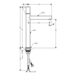 Hansgrohe AXOR Uno Einhebel-Waschtischmischer 260mm, 5l/min, für AWT, Zerogriff, Ab... HANSGROHE-45004990 4059625033760 (Abb. 1)