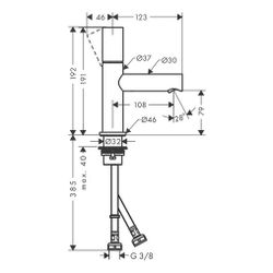 Hansgrohe AXOR Uno Einhebel-Waschtischmischer 80mm, 5l/min, Zerogriff, Ablaufgarnit... HANSGROHE-45005330 4059625013991 (Abb. 1)