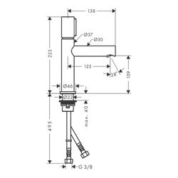 Hansgrohe AXOR Uno Waschtischmischer Select 110mm, 5l/min, Ablaufgarnitur, Chrom... HANSGROHE-45012000 4011097816708 (Abb. 1)
