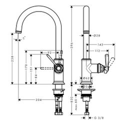 Hansgrohe AXOR Montreux Einhebel-Küchenmischer 260mm, 11l/min, Schwenkauslauf, Brus... HANSGROHE-16580140 4011097882994 (Abb. 1)