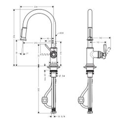 Hansgrohe AXOR Montreux Einhebel-Küchenmischer 180mm, 9l/min, Ausziehbrause, Brushe... HANSGROHE-16581310 4011097883175 (Abb. 1)