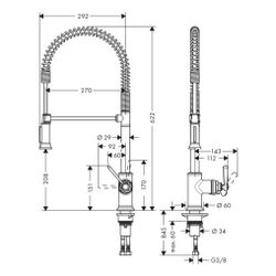 Hansgrohe AXOR Montreux Einhebel-Küchenmischer 210mm, 11l/min, Semi-Pro, Edelstahl ... HANSGROHE-16582800 4011097822853 (Abb. 1)