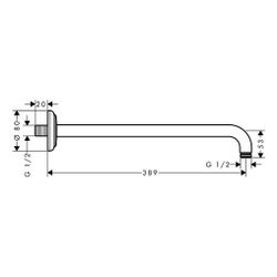 Hansgrohe AXOR Montreux Brausearm 389mm, G 1/2", DN 15, Brushed Red Gold... HANSGROHE-27348310 4011097892054 (Abb. 1)
