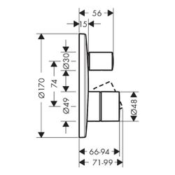 Hansgrohe AXOR Uno Einhebel-Wannenmischer Unterputz, 25l/min, Zerogriff, integriert... HANSGROHE-45407300 4059625019139 (Abb. 1)