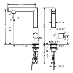 Hansgrohe AXOR Uno Waschtischmischer Select 220mm, 5l/min, Zugstangen-Ablaufgarnitu... HANSGROHE-45016820 4011097982625 (Abb. 1)