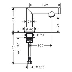 Hansgrohe AXOR Uno Standventil Select 80mm, 5l/min, G 3/8", DN 15, ohne Ablaufgarni... HANSGROHE-45130310 4059625014882 (Abb. 1)