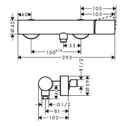 Hansgrohe AXOR Uno Einhebel-Brausemischer Aufputz, 15l/min, Zerogriff, Edelstahl Op... HANSGROHE-45600800 4059625016541 (Abb. 1)