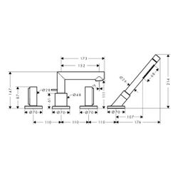 Hansgrohe AXOR Uno 4-Loch Wannenrandarmatur, 22l/min, Zerogriffen, Polished Black C... HANSGROHE-45444330 4059625020128 (Abb. 1)
