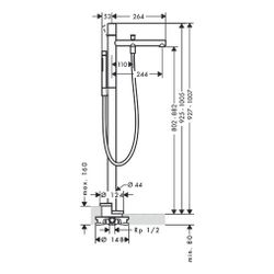 Hansgrohe AXOR Uno Einhebel-Wannenmischer bodenstehend, 18l/min, Zerogriff, Brushed... HANSGROHE-45416950 4059625032619 (Abb. 1)