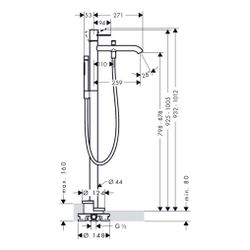 Hansgrohe AXOR Uno Einhebel-Wannenmischer bodenstehend, 18l/min, Bügelgriff, Chrom... HANSGROHE-38442000 4011097849249 (Abb. 1)