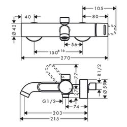 Hansgrohe AXOR Uno Einhebel-Wannenmischer Aufputz, 22l/min, Bügelgriff, Brushed Gol... HANSGROHE-38421250 4059625016008 (Abb. 1)