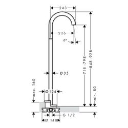 Hansgrohe AXOR Uno Wanneneinlauf, 18l/min, gebogen bodenstehend, Brushed Black Chro... HANSGROHE-38412340 4059625019412 (Abb. 1)