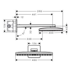 Hansgrohe AXOR ShowerSolutions Kopfbrause, 18l/min, 460x300mm, 3jet, Brausearm, sof... HANSGROHE-35276330 4059625135013 (Abb. 1)