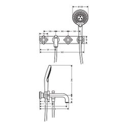 Hansgrohe AXOR Wannenarmatur Citterio 3-Loch Unterputz Wandmontage, Handbrause, Kre... HANSGROHE-39441330 4011097918372 (Abb. 1)