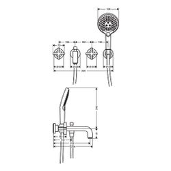 Hansgrohe AXOR Wannenarmatur Citterio 3-Loch Unterputz Wandmontage, Handbrause, Kre... HANSGROHE-39447310 4011097918945 (Abb. 1)