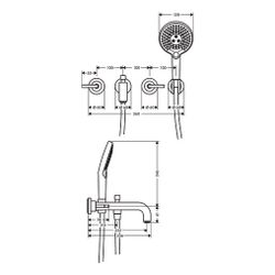 Hansgrohe AXOR Wannenarmatur Citterio 3-Loch Unterputz Wandmontage, Handbrause, Heb... HANSGROHE-39448330 4011097919126 (Abb. 1)
