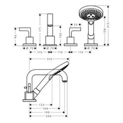 Hansgrohe AXOR Citterio 4-Loch Wannenarmatur, Wannenrandarmatur, Hebelgriff, Rosett... HANSGROHE-39446000 4011097400808 (Abb. 1)