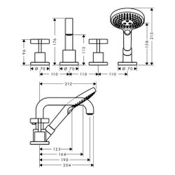 Hansgrohe AXOR Citterio 4-Loch Wannenarmatur, Fliesenrandarmatur, Kreuzgriffen, Ros... HANSGROHE-39453820 4011097919386 (Abb. 1)