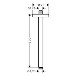 Hansgrohe AXOR ShowerSolutions Deckenanschluss 300mm, DN 15, G 1/2", Polished Red G... HANSGROHE-26433300 4059625124307 (Abb. 1)