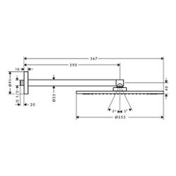Hansgrohe AXOR ShowerSolutions Kopfbrause 350mm, 27,8l/min, 1jet, Brausearm, Brushe... HANSGROHE-26034310 4059625093498 (Abb. 1)