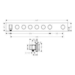 Hansgrohe AXOR ShowerSolutions Thermostatmodul Select 670x90mm, Unterputz für 5 Ver... HANSGROHE-18358820 4059625168905 (Abb. 1)