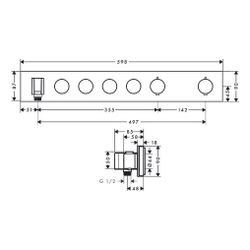Hansgrohe AXOR ShowerSolutions Thermostatmodul Select 600x90mm, Unterputz für 4 Ver... HANSGROHE-18357140 4059625180419 (Abb. 1)