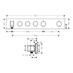 Hansgrohe AXOR ShowerSolutions Thermostatmodul Select 530x90mm, Unterputz für 3 Ver... HANSGROHE-18356250 4059625180280 (Abb. 1)