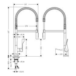 Hansgrohe AXOR Citterio Einhebel-Küchenmischer 230mm, 9l/min, Semi-Pro, Brushed Bra... HANSGROHE-39840950 4011097921877 (Abb. 1)