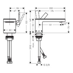 Hansgrohe AXOR MyEdition Einhebel-Waschtischmischer 70mm, 5l/min, Push-Open Ablaufg... HANSGROHE-47012800 4059625201916 (Abb. 1)
