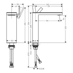 Hansgrohe AXOR MyEdition Einhebel-Waschtischmischer 230mm, 5l/min, für AWT, Push-Op... HANSGROHE-47022140 4059625202609 (Abb. 1)