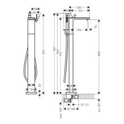 Hansgrohe AXOR MyEdition Einhebel-Wannenmischer bodenstehend, 20l/min, ohne Platte,... HANSGROHE-47442250 4059625256411 (Abb. 1)