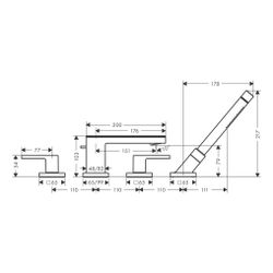 Hansgrohe AXOR MyEdition 4-Loch Wannenrandarmatur, 22l/min, Chrom/Spiegelglas... HANSGROHE-47430000 4059625161289 (Abb. 1)